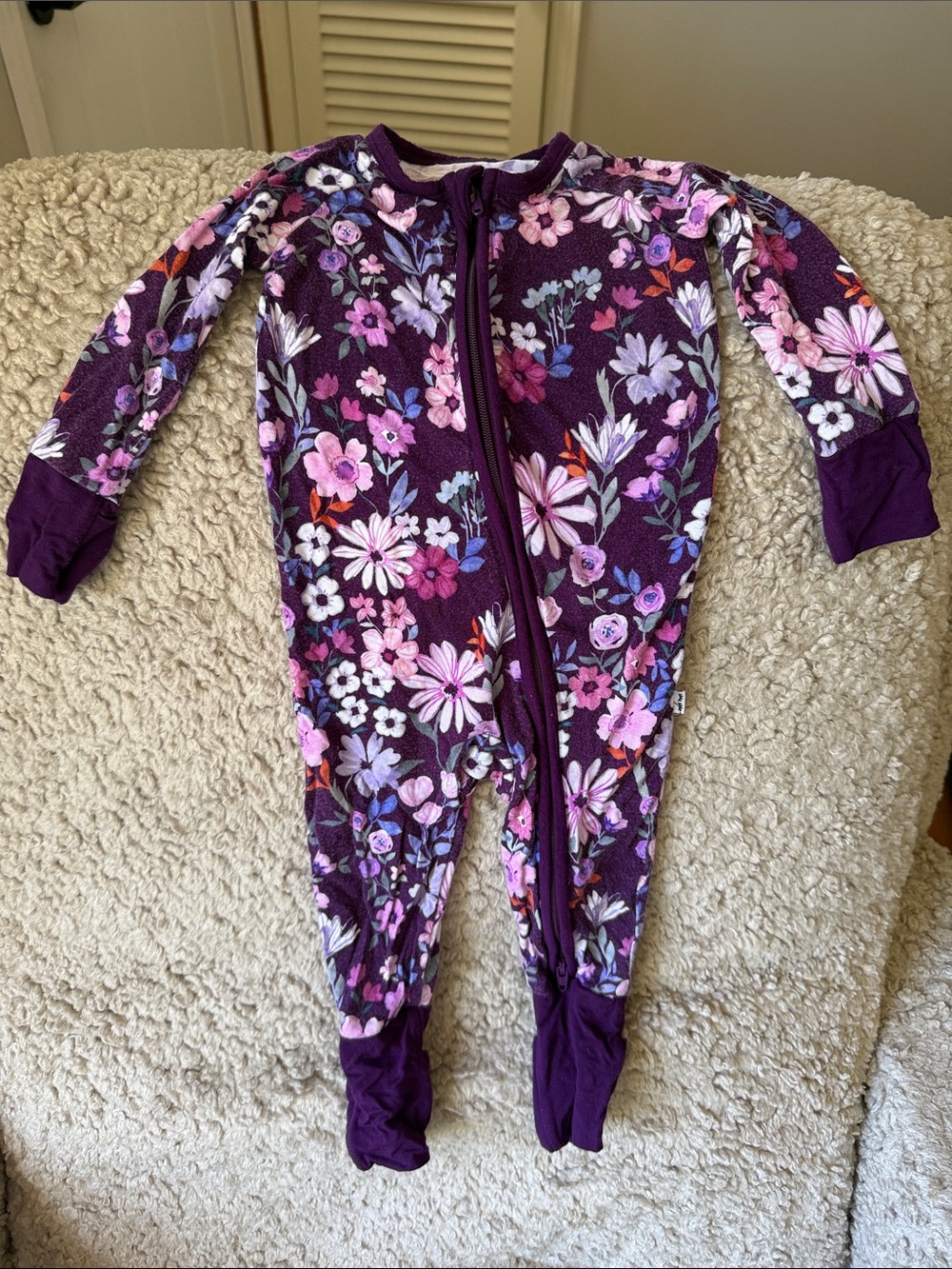 Little Sleepies Purple Floral Zip One-Piece Footie